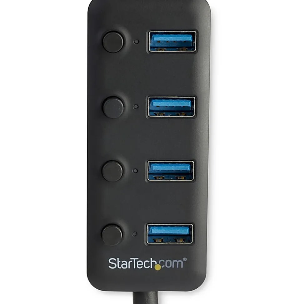 StarTech.com 4-Port USB 3.0 Hub - 4x USB-A Ports with Individual On/Off Switches - Bus-Powered USB Splitter - HB30A4AIB