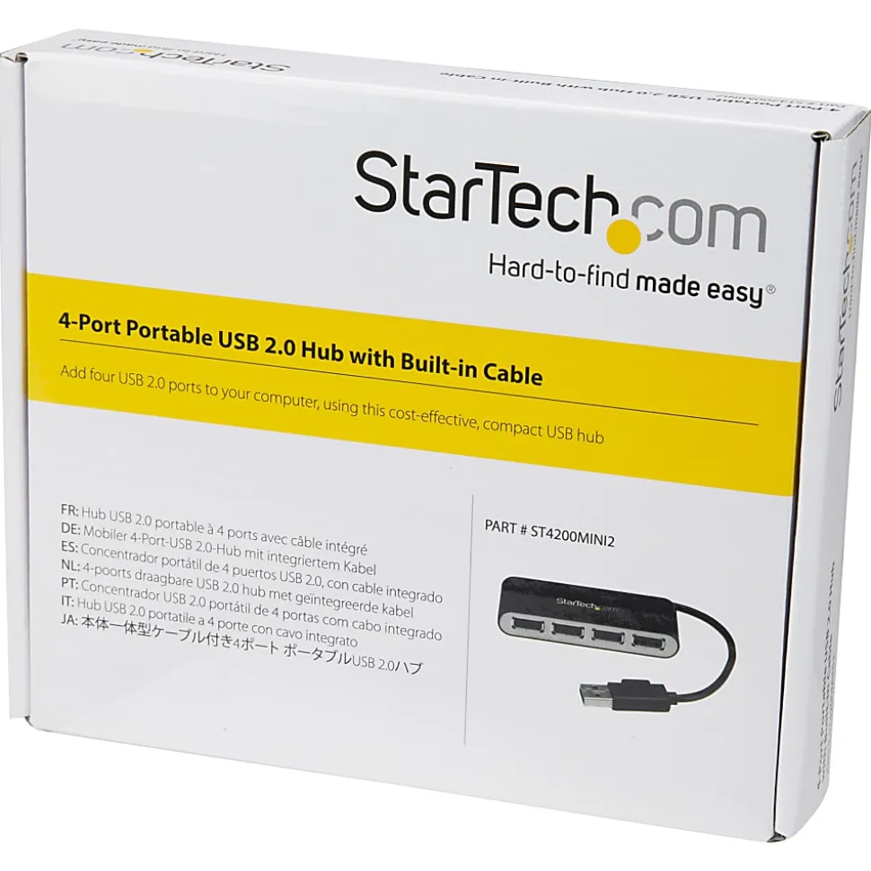 StarTech.com 4 Port USB Hub - 4 x USB 2.0 port - Bus Powered - USB Adapter - USB Splitter - Multi Port USB Hub - USB 2.0 Hub