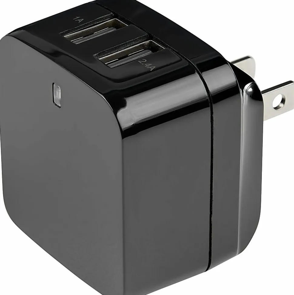 StarTech.com 2 Port USB Wall Charger, 17W Wall Charger Hub (2.4A & 1A port), Dual USB-A Power Adapter, Portable Charger for Phones/Tablets
