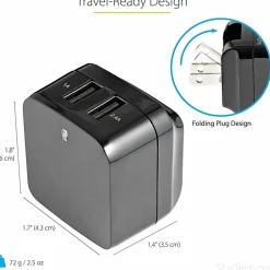 StarTech.com 2 Port USB Wall Charger, 17W Wall Charger Hub (2.4A & 1A port), Dual USB-A Power Adapter, Portable Charger for Phones/Tablets