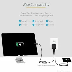 StarTech.com 2 Port USB Wall Charger, 17W Wall Charger Hub (2.4A & 1A port), Dual USB-A Power Adapter, Portable Charger for Phones/Tablets