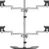StarTech.com Quad Monitor Stand - Desktop VESA 4 Monitor Arm up to 32" Screens - Ergonomic Articulating Pole Mount - ARMQUADSS