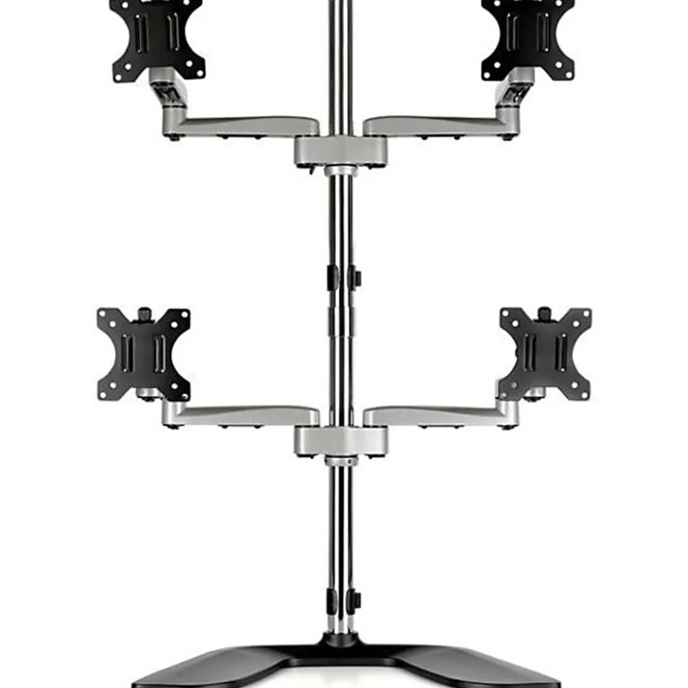 StarTech.com Quad Monitor Stand - Desktop VESA 4 Monitor Arm up to 32" Screens - Ergonomic Articulating Pole Mount - ARMQUADSS