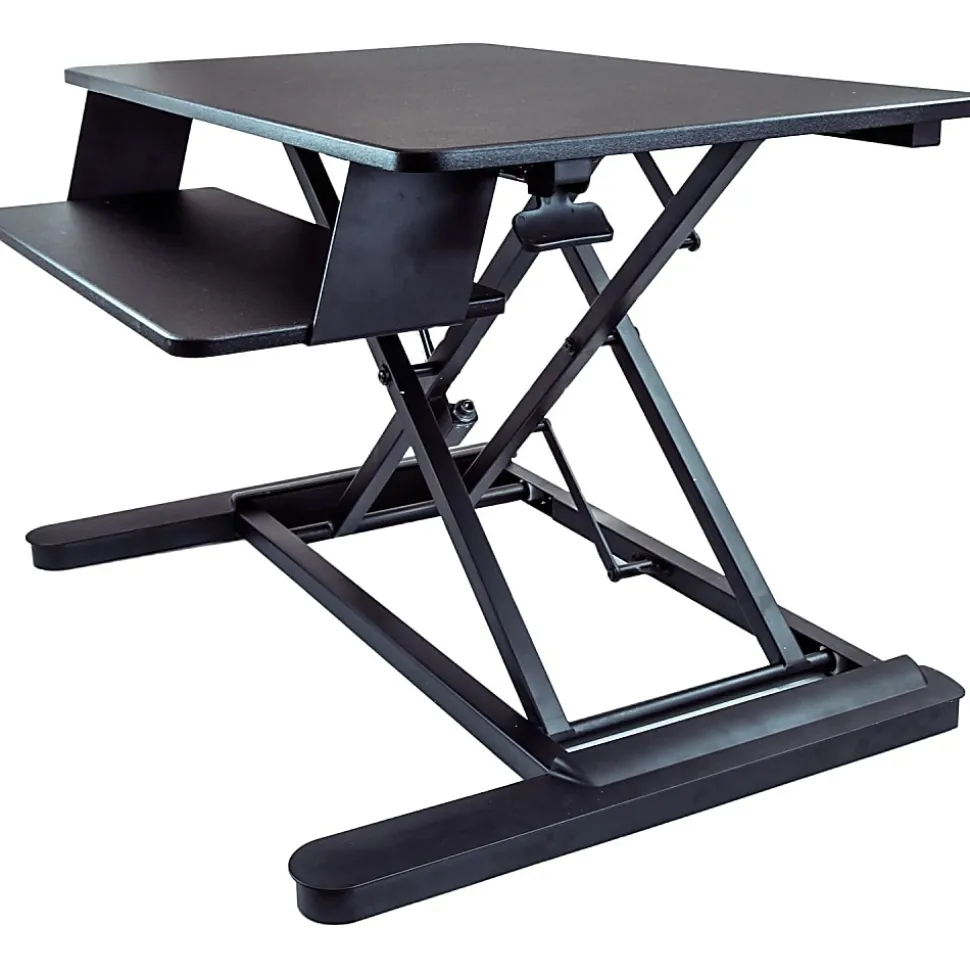 StarTech.com Sit Stand Desk Converter - Large 35in Work Surface - Adjustable Stand up Desk - - ARMSTSLG