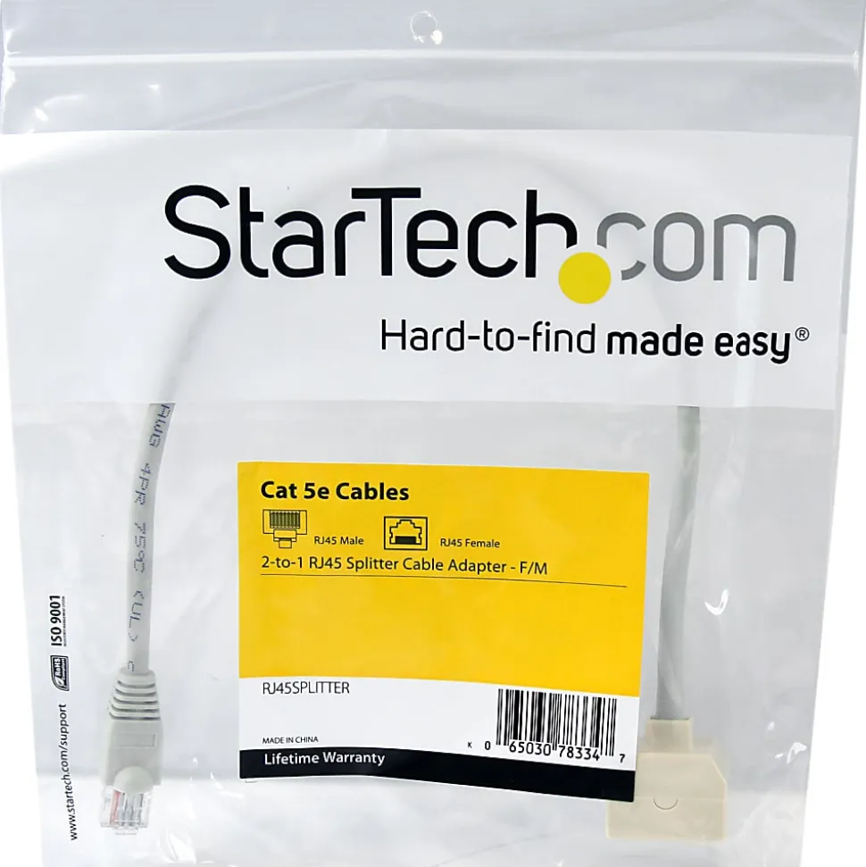 StarTech.com 2-to-1 RJ45 Splitter Cable Adapter - Network splitter - RJ-45 (M) - RJ-45 (F) - RJ45SPLITTER
