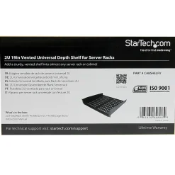 StarTech.com 2U 16in Universal Vented Rack Mount Cantilever Shelf - Fixed Server Rack Cabinet Shelf - 50lbs / 23kg