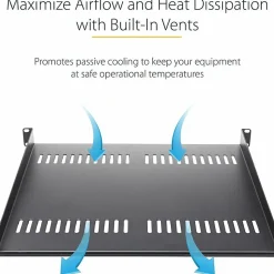 StarTech.com 2U 16in Universal Vented Rack Mount Cantilever Shelf - Fixed Server Rack Cabinet Shelf - 50lbs / 23kg