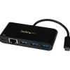 StarTech.com USB-C to Ethernet Adapter with 3-Port USB 3.0 Hub and Power Delivery - USB-C GbE Network Adapter + USB Hub w/ 3 US - US1GC303APD
