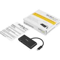 StarTech.com USB-C to Ethernet Adapter with 3-Port USB 3.0 Hub and Power Delivery - USB-C GbE Network Adapter + USB Hub w/ 3 US - US1GC303APD