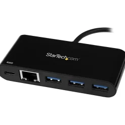 StarTech.com USB-C to Ethernet Adapter with 3-Port USB 3.0 Hub and Power Delivery - USB-C GbE Network Adapter + USB Hub w/ 3 US - US1GC303APD