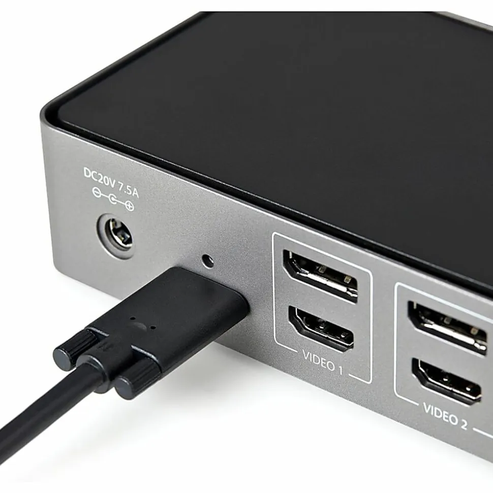 StarTech.com USB-C & USB-A Dock - Hybrid Triple Monitor Laptop Docking Station DisplayPort & HDMI 4K 60Hz/85W PD/6x USB/GbE/USB 3.1 Gen 2