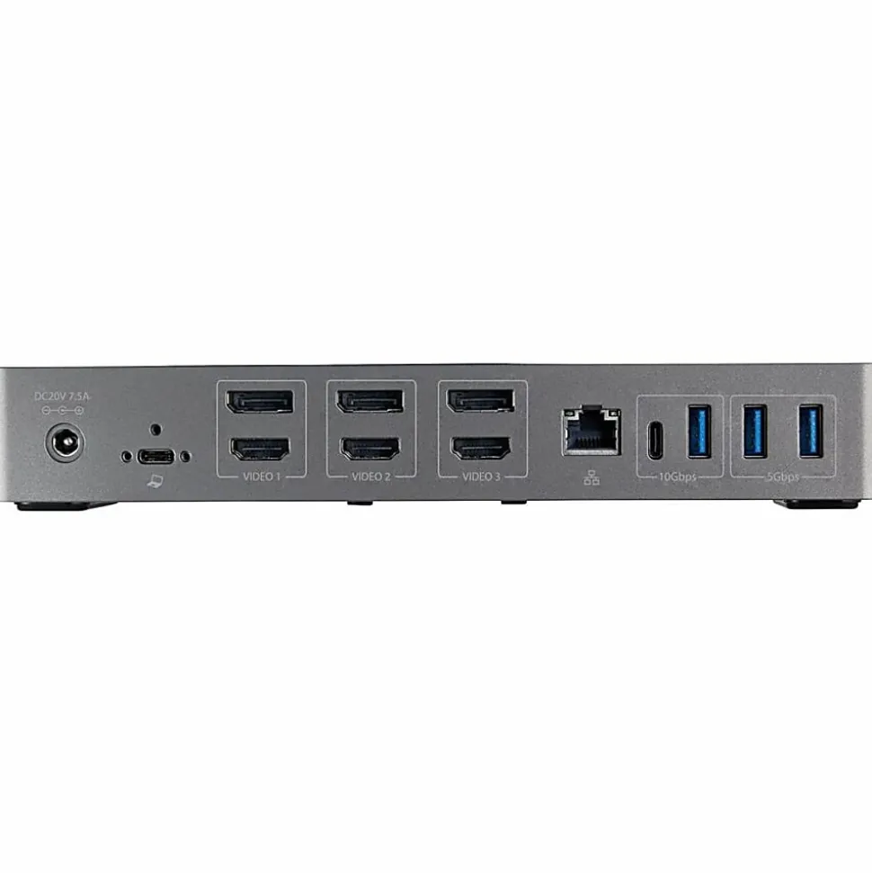StarTech.com USB-C & USB-A Dock - Hybrid Triple Monitor Laptop Docking Station DisplayPort & HDMI 4K 60Hz/85W PD/6x USB/GbE/USB 3.1 Gen 2