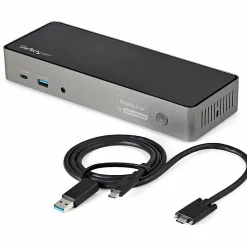 StarTech.com USB-C & USB-A Dock - Hybrid Triple Monitor Laptop Docking Station DisplayPort & HDMI 4K 60Hz/85W PD/6x USB/GbE/USB 3.1 Gen 2