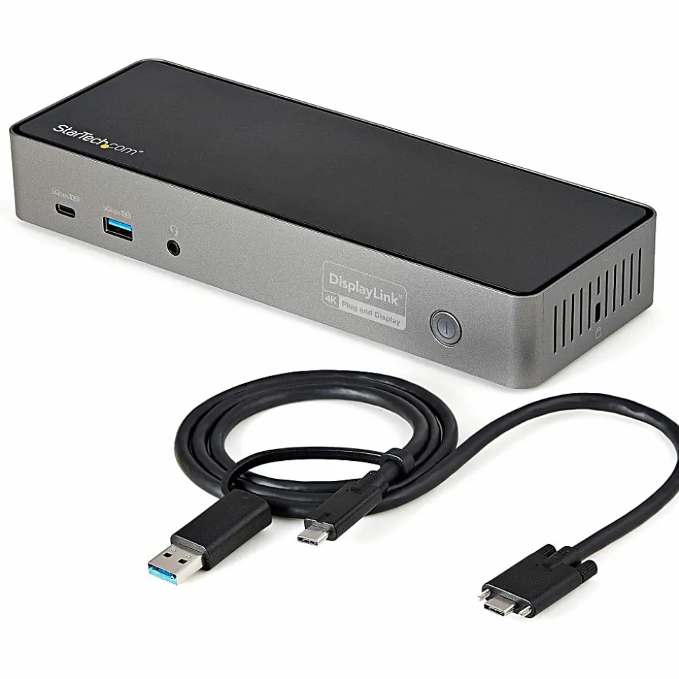 StarTech.com USB-C & USB-A Dock - Hybrid Triple Monitor Laptop Docking Station DisplayPort & HDMI 4K 60Hz/85W PD/6x USB/GbE/USB 3.1 Gen 2