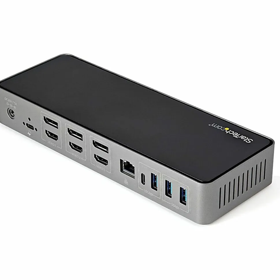 StarTech.com USB-C & USB-A Dock - Hybrid Triple Monitor Laptop Docking Station DisplayPort & HDMI 4K 60Hz/85W PD/6x USB/GbE/USB 3.1 Gen 2