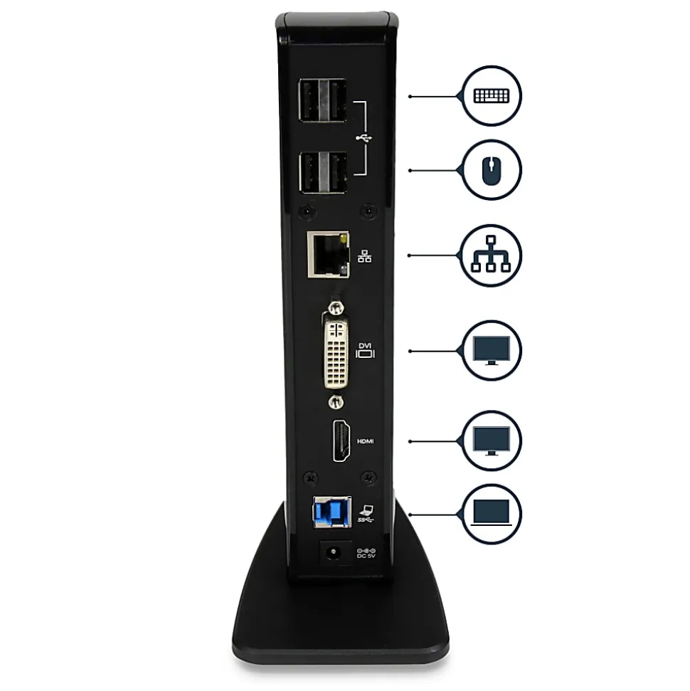 StarTech.com USB 3.0 Docking Station - Compatible with Windows/macOS - Supports Dual Displays - HDMI and DVI - USB3SDOCKHD