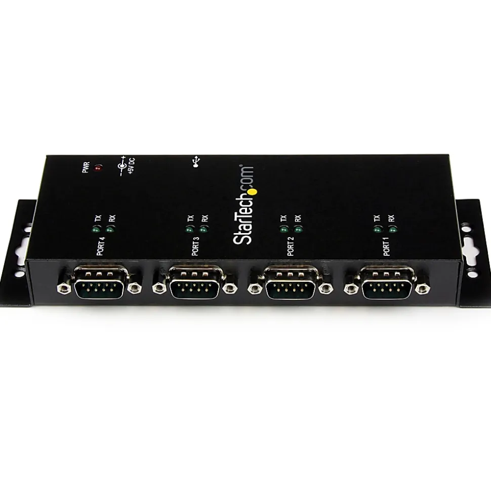 StarTech.com USB to Serial Adapter Hub - 4 Port - Industrial - Wall Mount - Din Rail - COM Port Retention - FTDI USB Serial