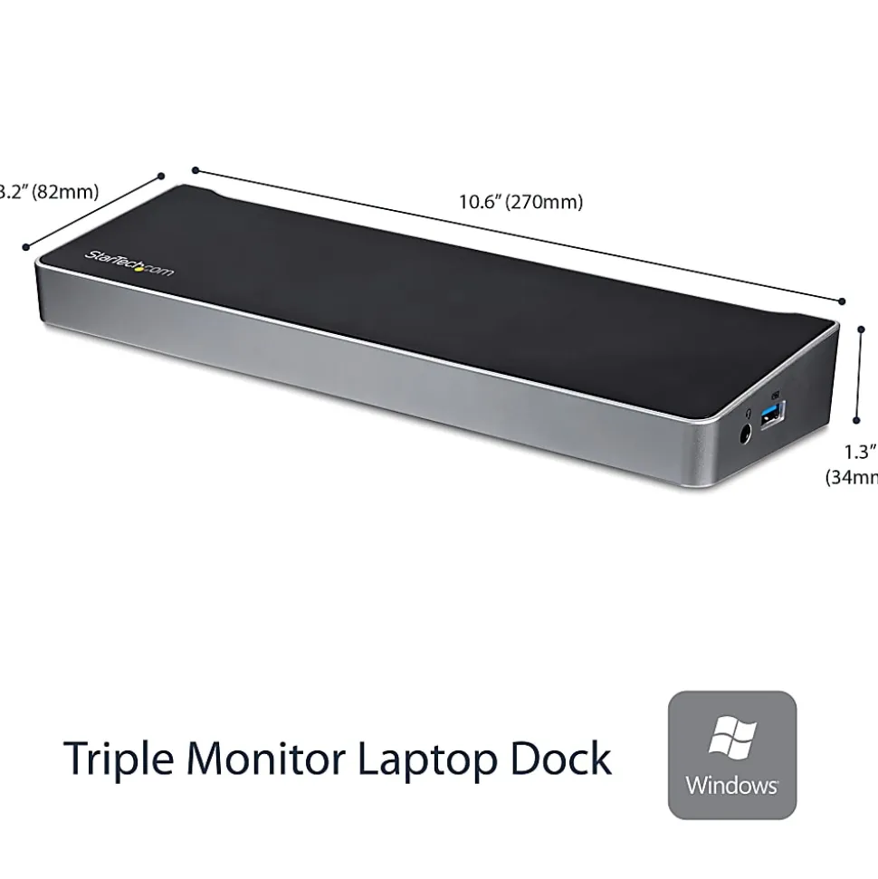 StarTech.com USB 3.0 Triple Monitor Docking Station - Compatible with Windows/macOS - Supports Three Displays - USB3DOCKH2DP