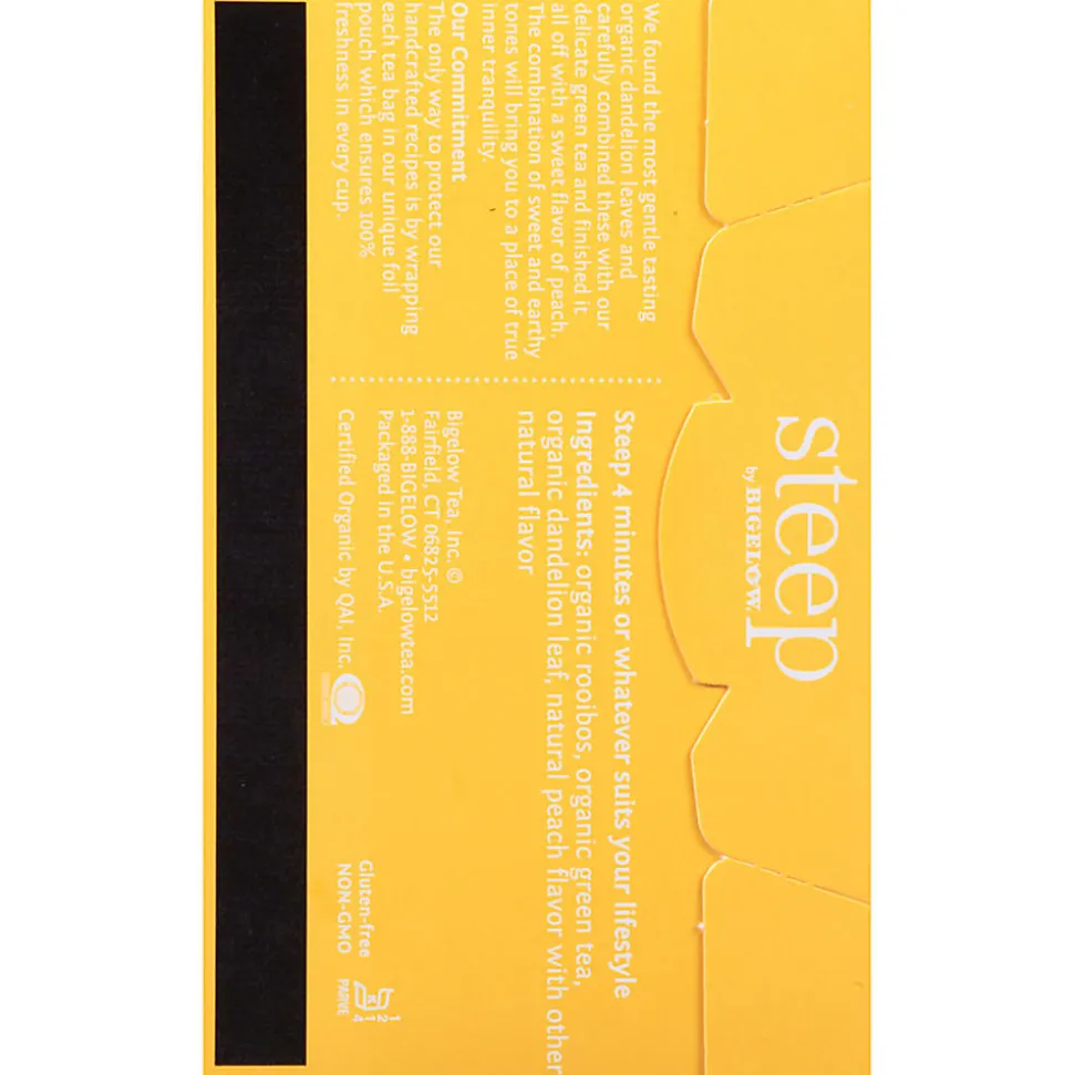 Steep by Bigelow® Organic Dandelion & Peach Rooibos & Green Tea Herbal Tea, Green Tea Bag - 20/Pack - 17715