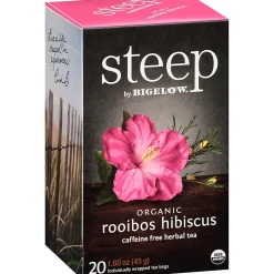Steep by Bigelow® Rooibos Hibiscus Herbal Tea Bag - Herbal Tea - 1.6 oz - 20 Teabag - Decaffeinated - GMO Free - Kosher - Organic - 20 / Box