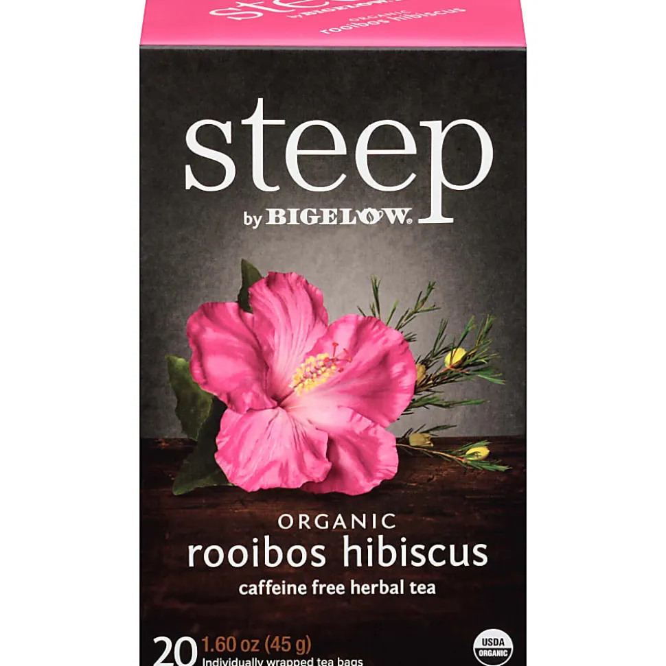 Steep by Bigelow® Rooibos Hibiscus Herbal Tea Bag - Herbal Tea - 1.6 oz - 20 Teabag - Decaffeinated - GMO Free - Kosher - Organic - 20 / Box