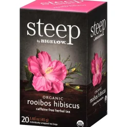 Steep by Bigelow® Rooibos Hibiscus Herbal Tea Bag - Herbal Tea - 1.6 oz - 20 Teabag - Decaffeinated - GMO Free - Kosher - Organic - 20 / Box
