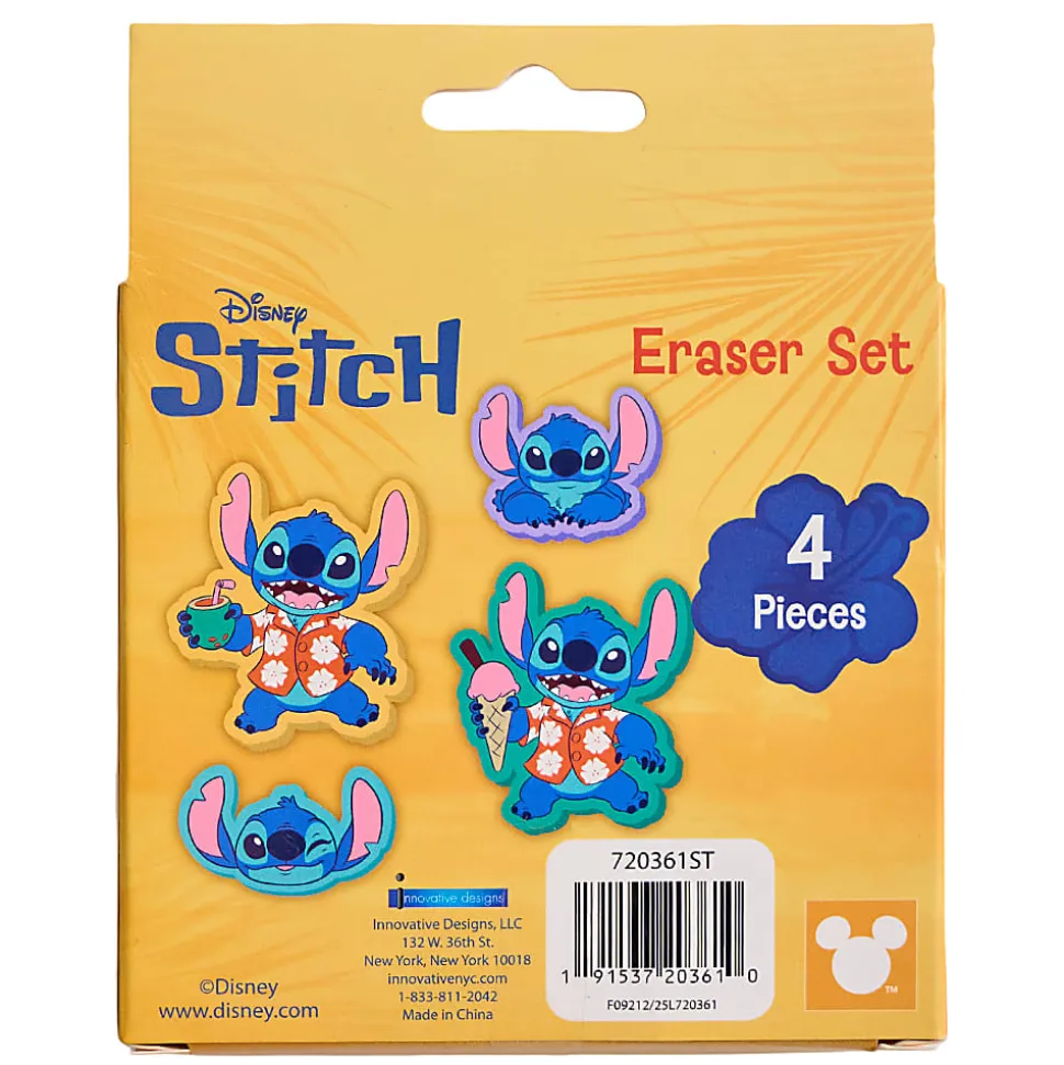 Stitch Licensed Eraser Set, 1-1/4" x 1-1/4", Set of 4 Erasers