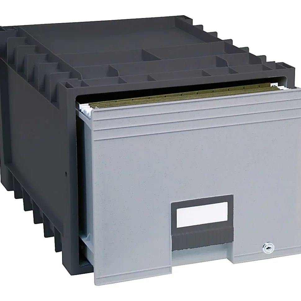 Storex Heavy-Duty Archive Drawer, 50% Recycled, Black/Gray