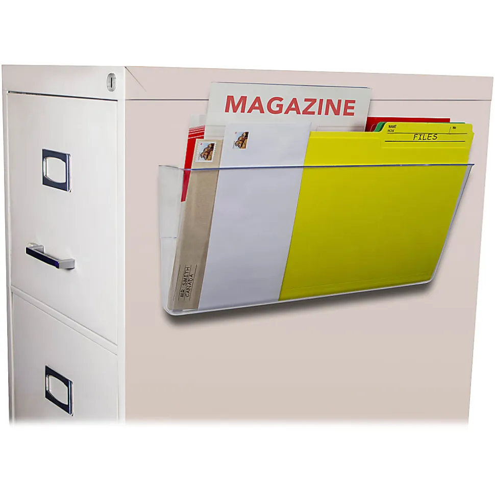 Storex Magnetic Wall File Pockets - 500 x Sheet - Cabinet, Wall Mountable - Recycled - Clear - Plastic - 1Each