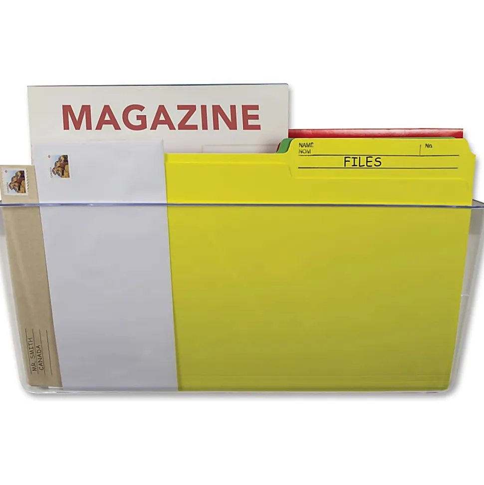Storex Magnetic Wall File Pockets - 500 x Sheet - Cabinet, Wall Mountable - Recycled - Clear - Plastic - 1Each