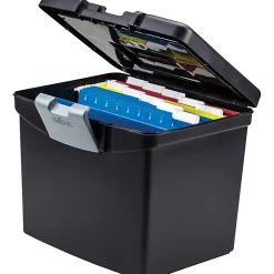 Storex Medium-Duty Portable File Storage Box With XL Lid, Letter Size, 10-15/16