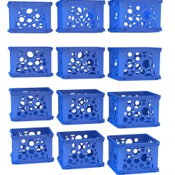 Storex Mini Crates, 6”H x 7-3/4”W x 9”D, Blue, Pack Of 12 Crates
