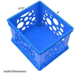 Storex Mini Crates, 6”H x 7-3/4”W x 9”D, Blue, Pack Of 12 Crates