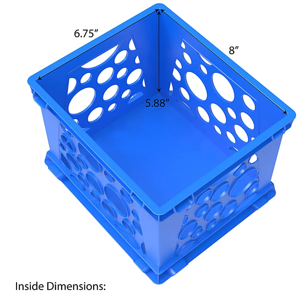 Storex Mini Crates, 6”H x 7-3/4”W x 9”D, Blue, Pack Of 12 Crates