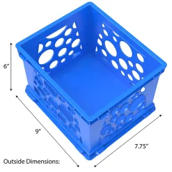 Storex Mini Crates, 6”H x 7-3/4”W x 9”D, Blue, Pack Of 12 Crates