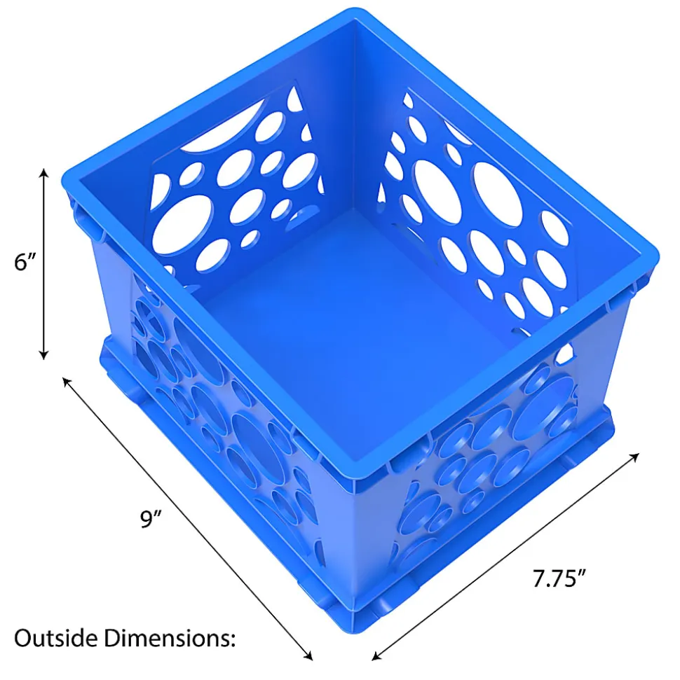 Storex Mini Crates, 6”H x 7-3/4”W x 9”D, Blue, Pack Of 12 Crates