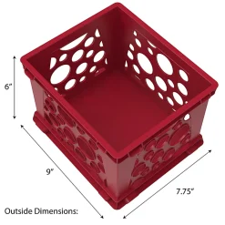Storex Mini Crates, 6”H x 7-3/4”W x 9”D, Red, Pack Of 12 Crates