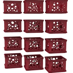 Storex Mini Crates, 6”H x 7-3/4”W x 9”D, Red, Pack Of 12 Crates