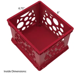 Storex Mini Crates, 6”H x 7-3/4”W x 9”D, Red, Pack Of 12 Crates
