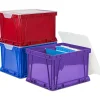 Storex 3 Piece Cube Storage Bins - External Dimensions: 14.3"x 17.3" Depth x 10.5" - Stackable - Plastic - Assorted Bright -  - 62012U03C