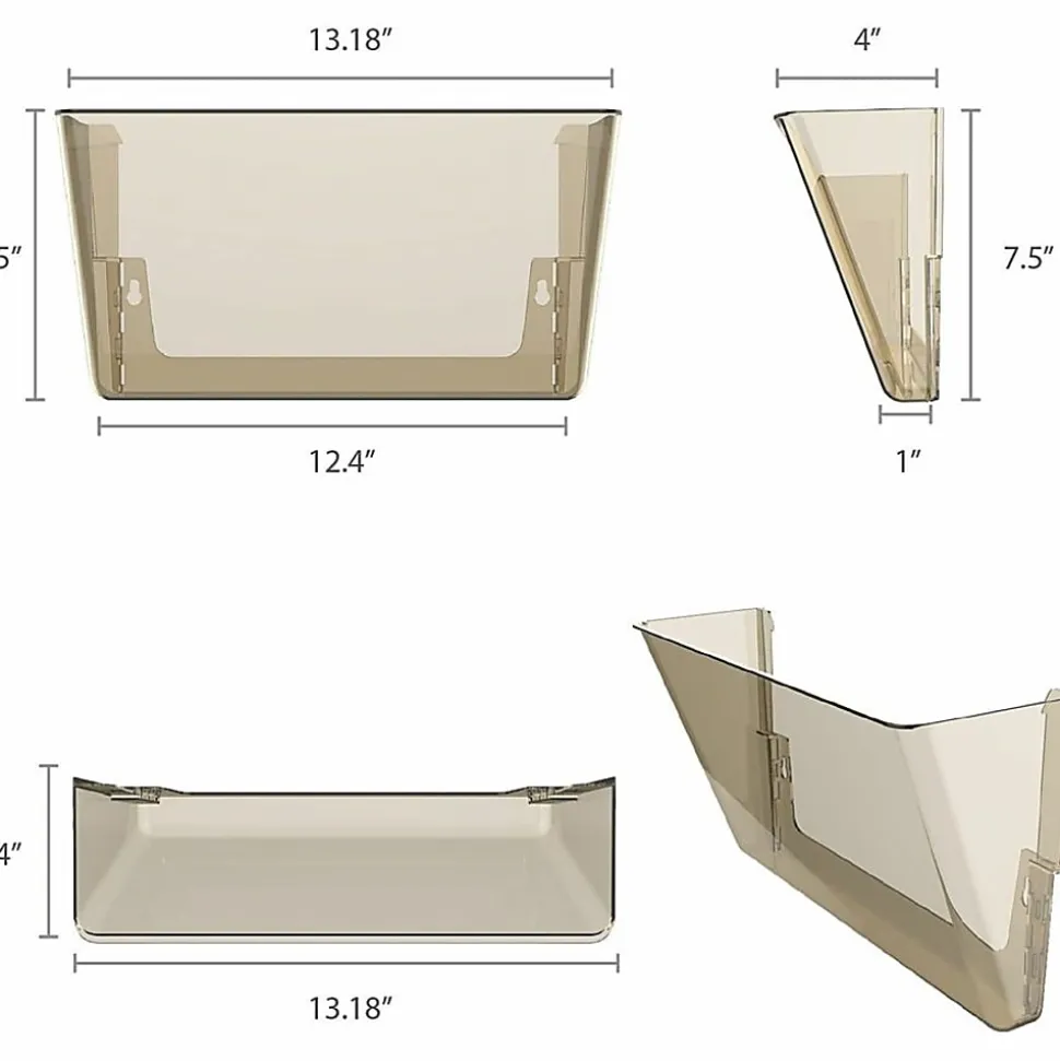 Storex Plastic Stacking Wall Pockets, 7"H x 4"W x 13"D, Smoke, Pack Of 7 Wall Pockets