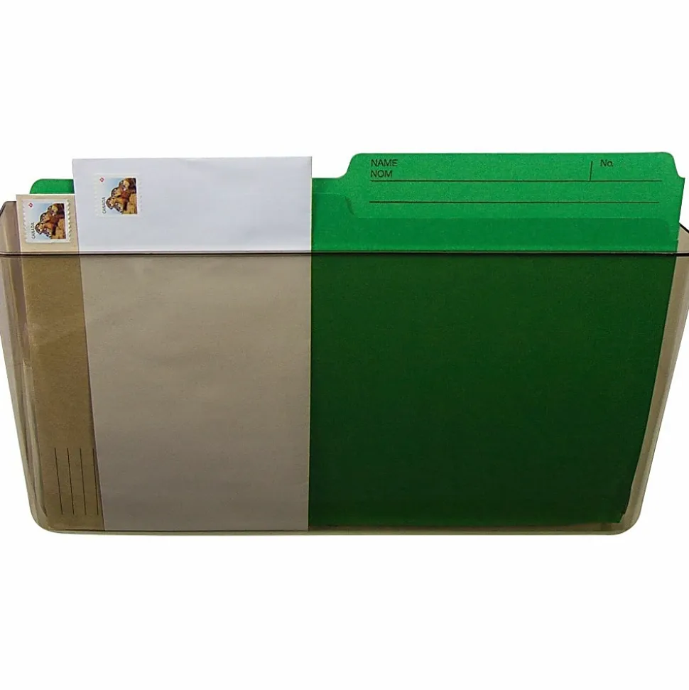 Storex Plastic Stacking Wall Pockets, 7"H x 4"W x 13"D, Smoke, Pack Of 7 Wall Pockets