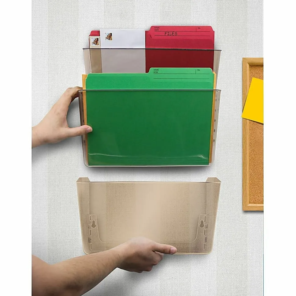 Storex Plastic Stacking Wall Pockets, 7"H x 4"W x 13"D, Smoke, Pack Of 7 Wall Pockets