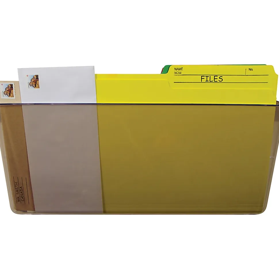 Storex Plastic Stacking Wall Pockets, 7"H x 4"W x 13"D, Smoke, Pack Of 7 Wall Pockets