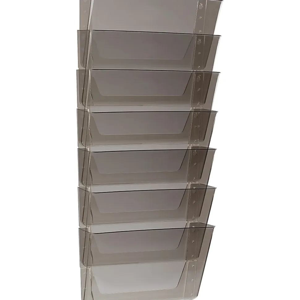 Storex Plastic Stacking Wall Pockets, 7"H x 4"W x 13"D, Smoke, Pack Of 7 Wall Pockets
