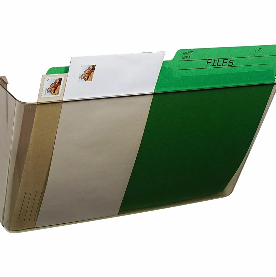 Storex Plastic Stacking Wall Pockets, 7"H x 4"W x 13"D, Smoke, Pack Of 7 Wall Pockets