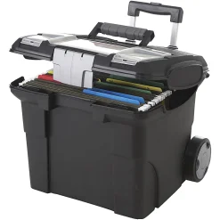 Storex® Premium File Cart With Telescopic Handle, 80% Recycled, 15