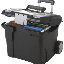 Storex® Premium File Cart With Telescopic Handle, 80% Recycled, 15