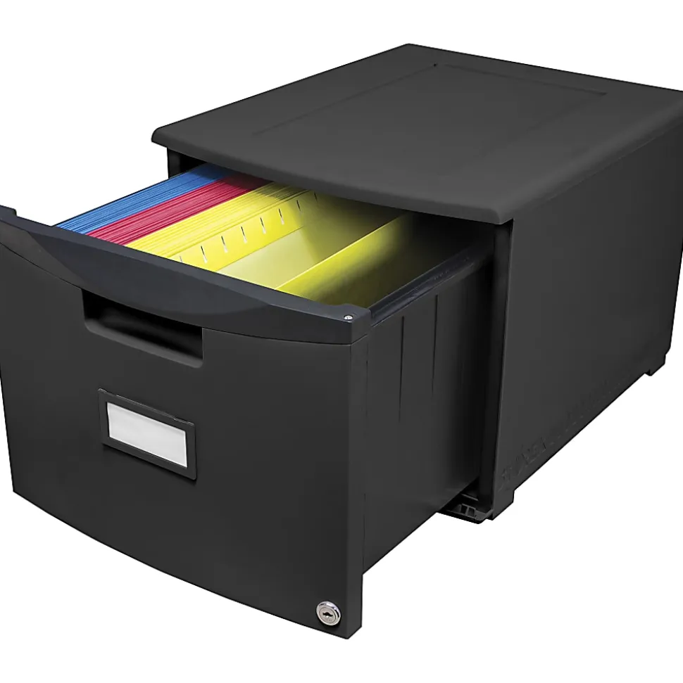Storex Stackable File Drawer, 12-13/16"H x 14-13/16"W x 18-5/16"L, Black