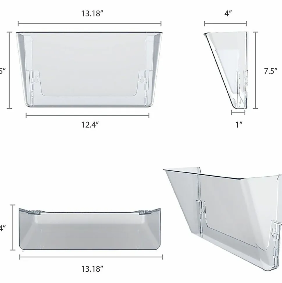 Storex Stacking Letter Size Wall Pocket, 7"H x 13"W x 4"D, Clear